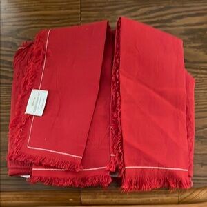 Red Fringed Table napkins Set of 8